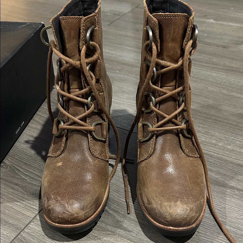Sorel Brown Lace-Up Leather Boots